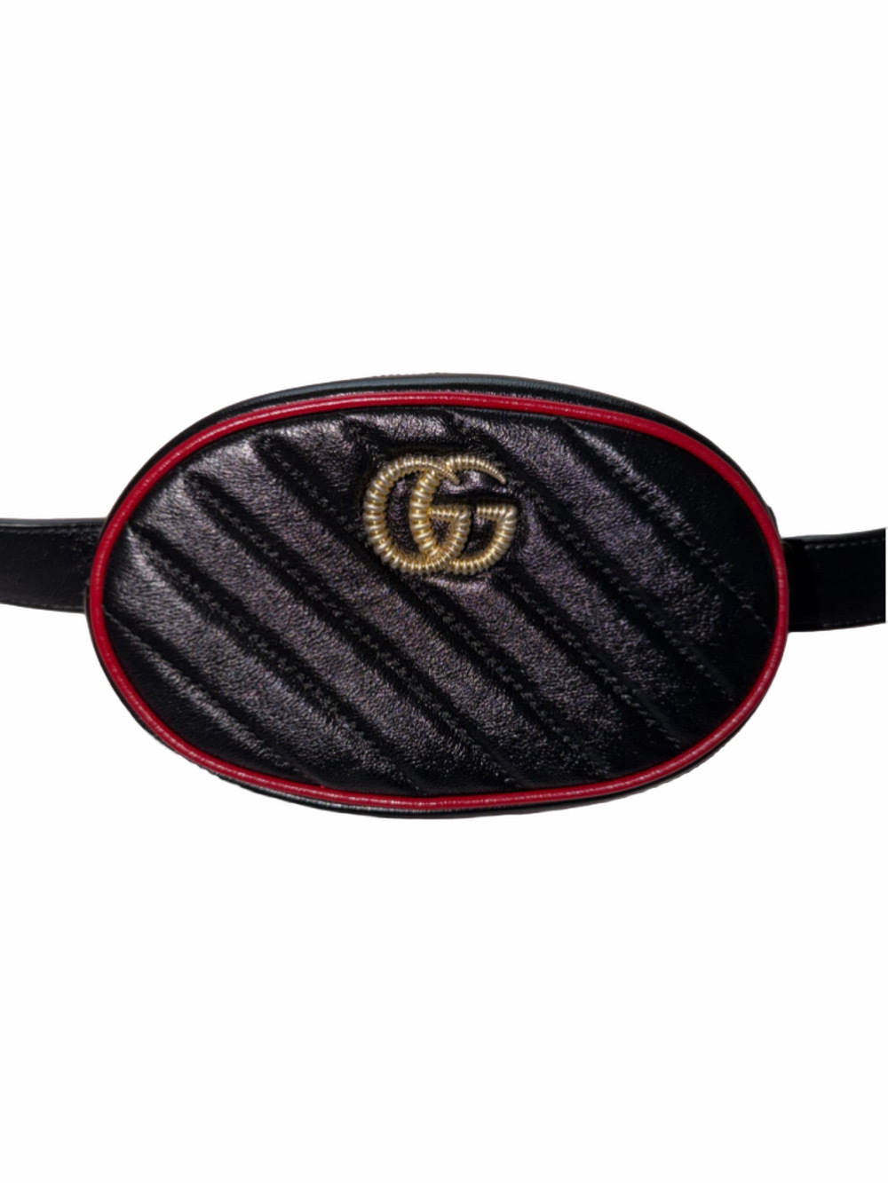 Gucci GG Marmont Matelassé Belt Bag Black and Red Authentic